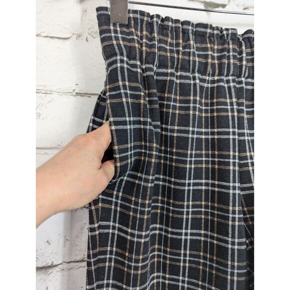 ANN TAYLOR Black Plaid Paper Bag Ankle Pants Pockets Small - Picture 3 of 7